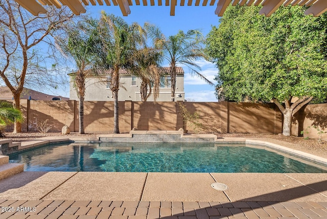 view of pool with a fenced backyard and a fenced in pool