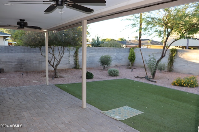 view of patio / terrace with ceiling fan