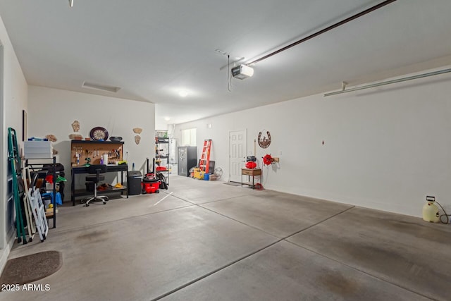 garage with a garage door opener