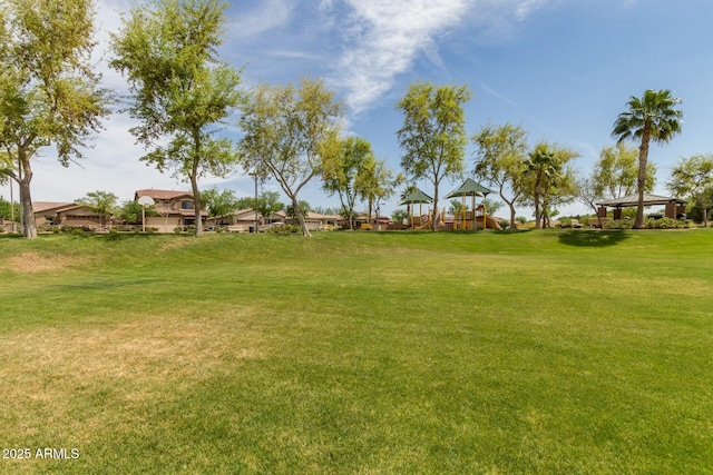 view of yard with a playground