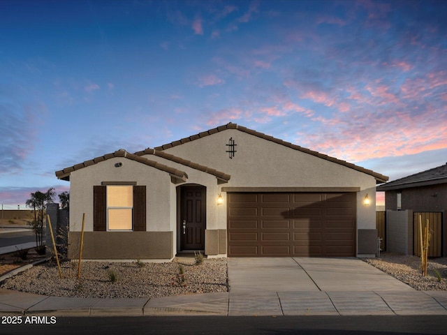 view of front of property with a garage