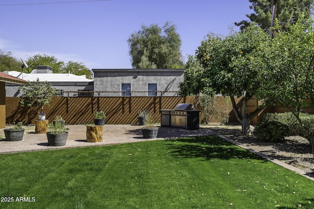 view of yard with a patio area and fence