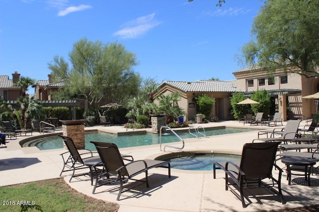 view of pool featuring a patio