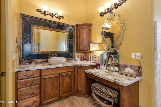 full bathroom with tile patterned flooring and vanity