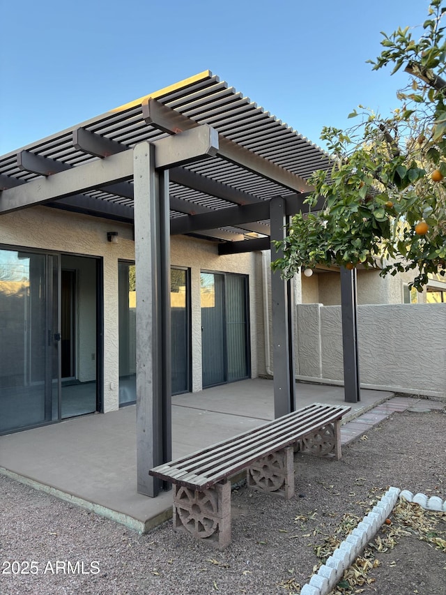 view of patio / terrace featuring a pergola