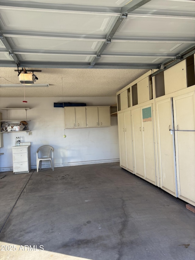 garage with a garage door opener