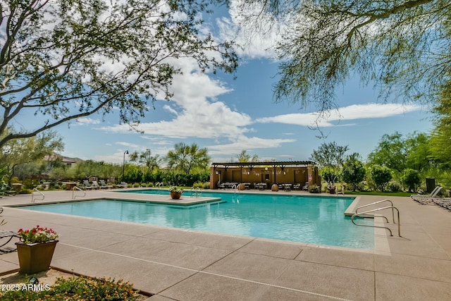 community pool with a patio