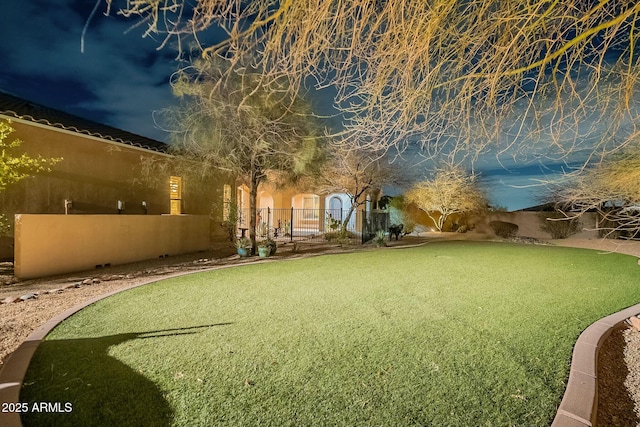 view of yard with fence