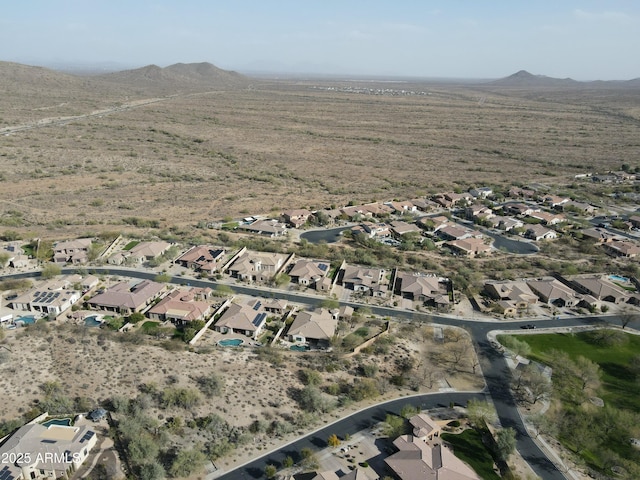 aerial view featuring a residential view and a mountain view