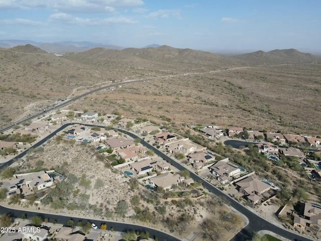 birds eye view of property with a residential view and a mountain view