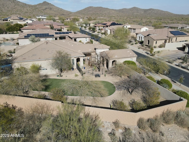 aerial view with a residential view and a mountain view