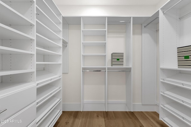 spacious closet featuring hardwood / wood-style flooring