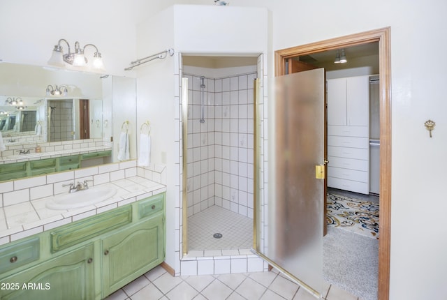 125 Partridge Ln, Prescott, AZ 86303 - bathroom featuring tile patterned floors, a stall shower, and vanity