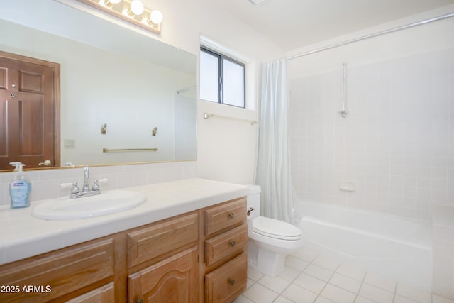 125 Partridge Ln, Prescott, AZ 86303 - bathroom with toilet, tile patterned floors, shower / tub combo, and vanity