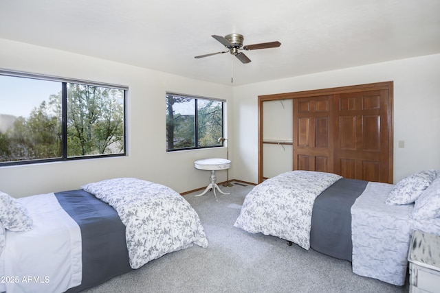 125 Partridge Ln, Prescott, AZ 86303 - bedroom featuring carpet flooring, a closet, baseboards, and ceiling fan