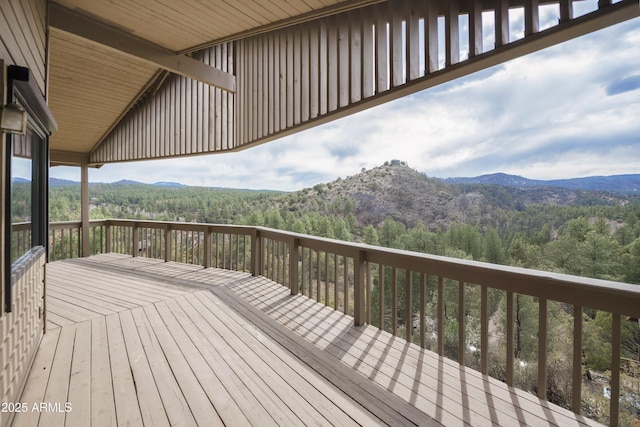 125 Partridge Ln, Prescott, AZ 86303 - wooden deck featuring a wooded view and a mountain view