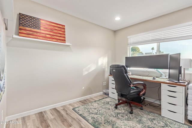 office featuring wood-type flooring