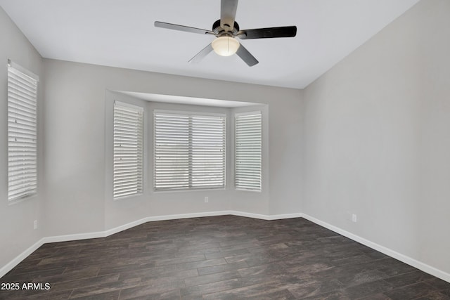 1821 S Navajo Way, Chandler, AZ 85286 - spare room with ceiling fan, healthy amount of natural light, and dark wood-style flooring