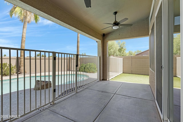 1821 S Navajo Way, Chandler, AZ 85286 - fenced backyard with ceiling fan and a patio