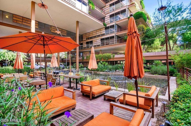 view of patio featuring an outdoor living space