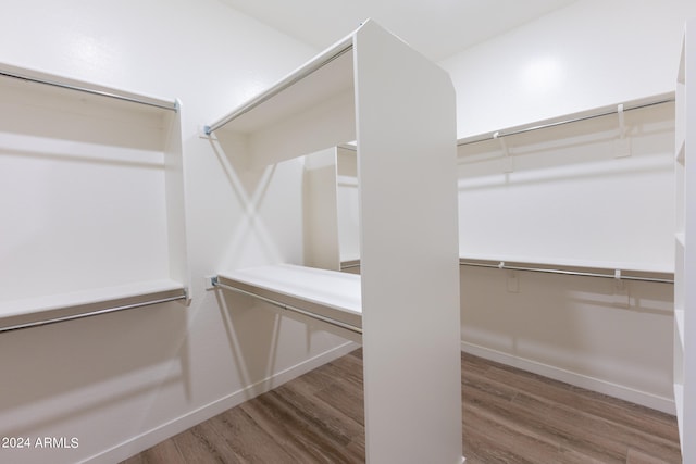 walk in closet featuring wood-type flooring