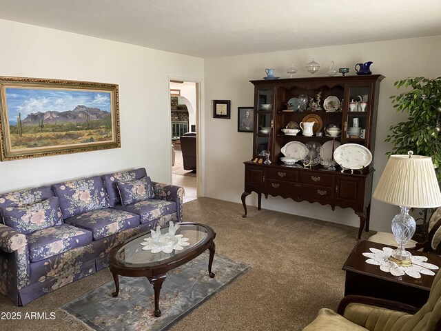 6637 E Culver St, Scottsdale, AZ 85257 - living area featuring carpet flooring and arched walkways