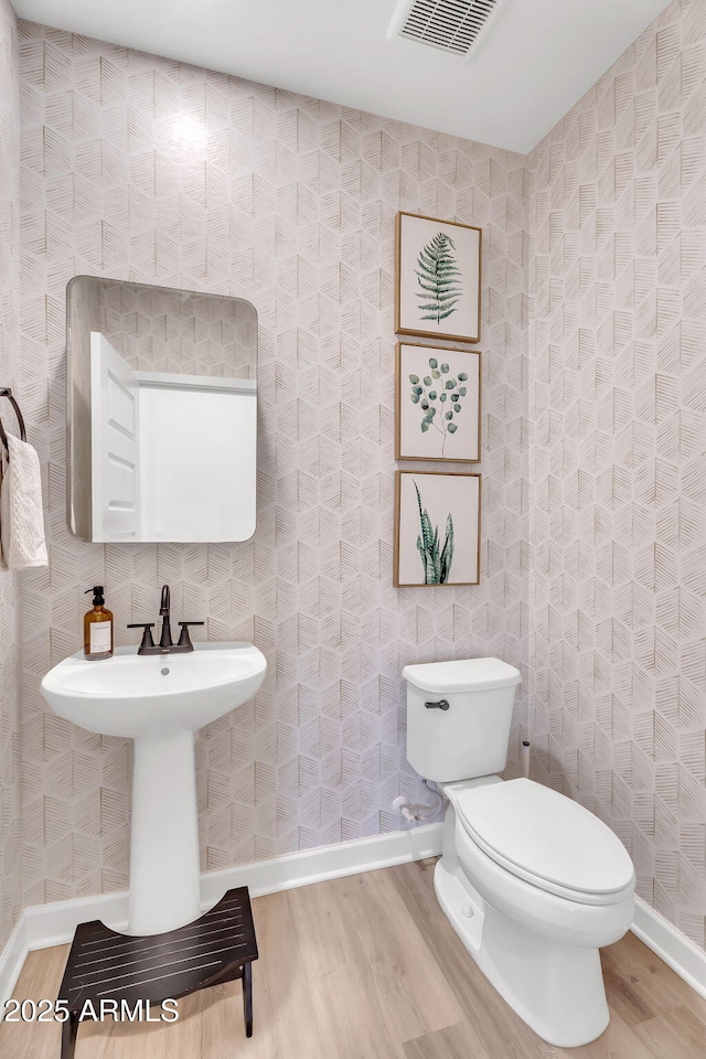 3592 W Cobalt Ct, San Tan Valley, AZ 85144 - half bathroom with wood finished floors, toilet, and baseboards