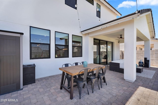 3592 W Cobalt Ct, San Tan Valley, AZ 85144 - view of patio with outdoor dining space, an outdoor living space, and a ceiling fan