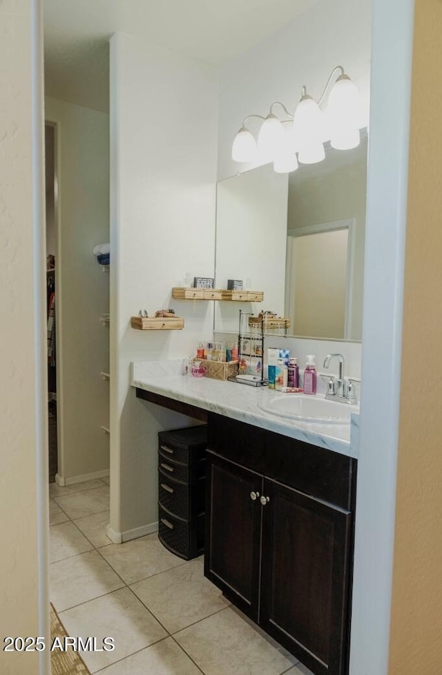 bathroom with vanity and tile patterned floors