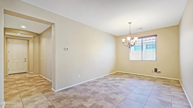 23853 W Hammond Ln, Buckeye, AZ 85326 - unfurnished room with a chandelier, light tile patterned floors, and recessed lighting