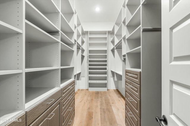 walk in closet featuring light wood-type flooring