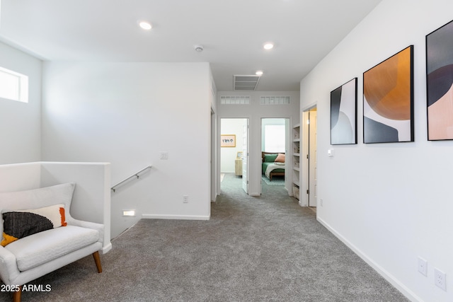 sitting room with carpet flooring