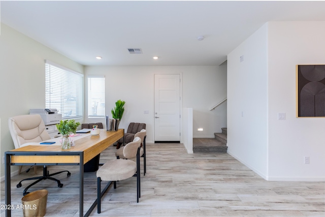 office featuring light wood-type flooring