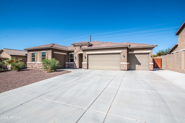 prairie-style house with a garage