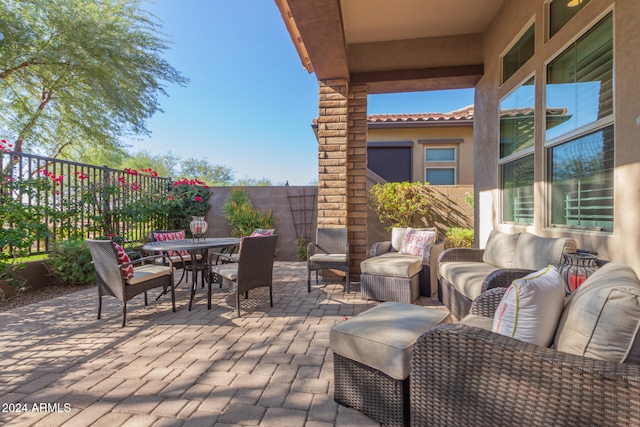 view of patio / terrace featuring an outdoor living space