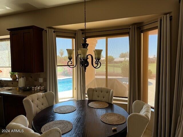 dining room featuring an inviting chandelier