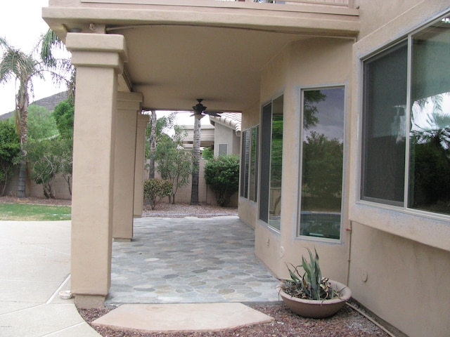 view of patio / terrace with ceiling fan