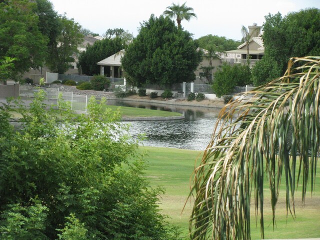 view of yard with a water view