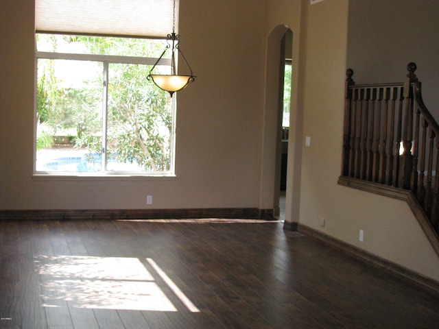 interior space with dark wood-type flooring