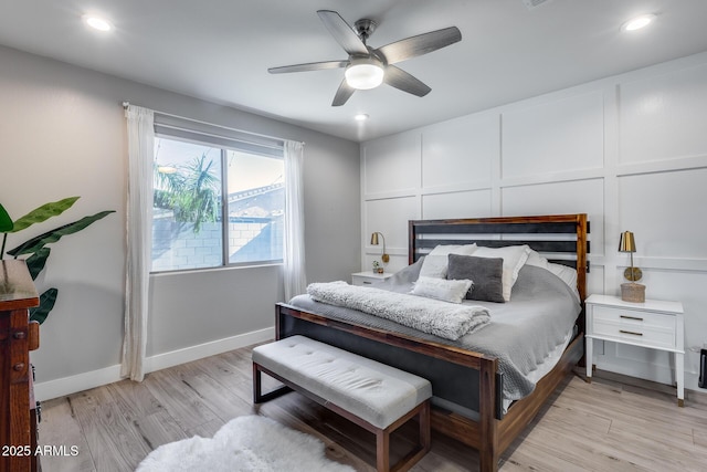12211 W Hide Trl, Peoria, AZ 85383 - bedroom featuring light wood finished floors, recessed lighting, and a ceiling fan