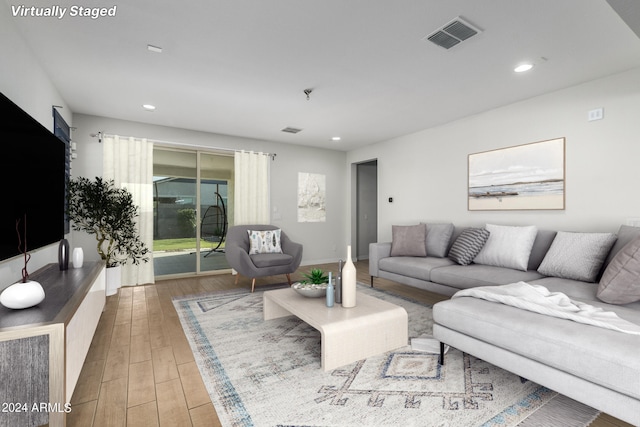 living room featuring hardwood / wood-style flooring