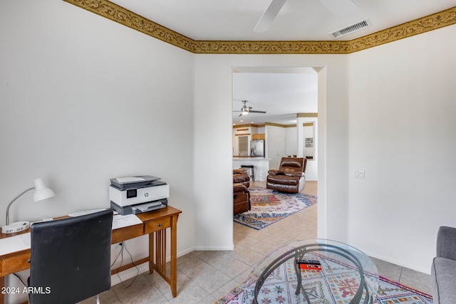 office area featuring light tile patterned floors