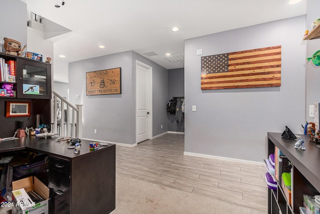 office area featuring light wood-type flooring