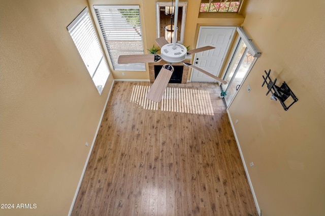 unfurnished dining area with light hardwood / wood-style flooring