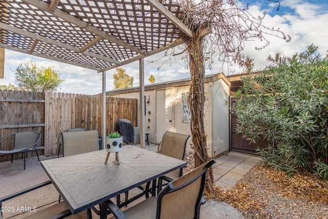 view of patio / terrace featuring a pergola