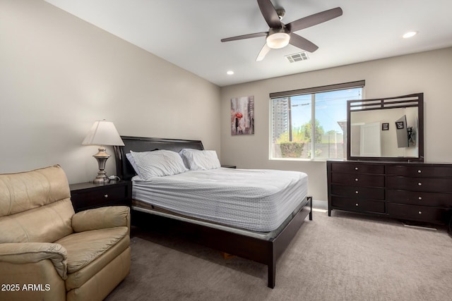 1005 E Weldon Ave, Phoenix, AZ 85014 - carpeted bedroom with recessed lighting, ceiling fan, and baseboards