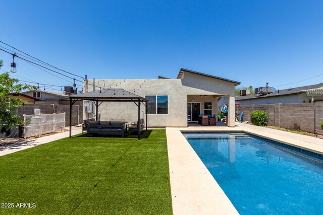 1005 E Weldon Ave, Phoenix, AZ 85014 - view of swimming pool featuring an outdoor living space, a gazebo, and a patio area