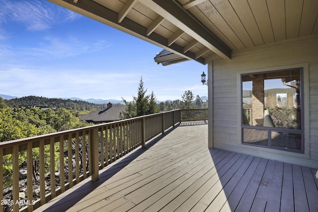 deck featuring a mountain view