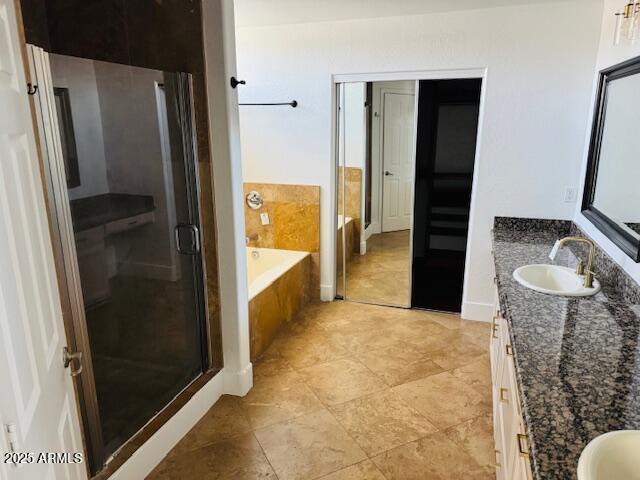 3502 W Belle Ave, San Tan Valley, AZ 85144 - full bathroom with a shower stall, a bath, and double vanity