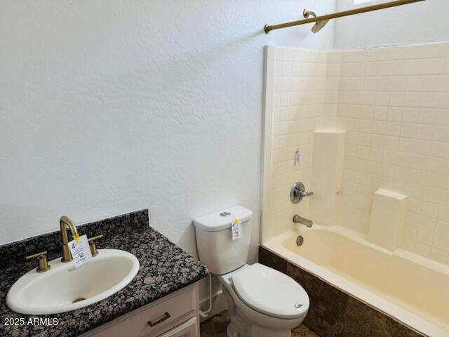 3502 W Belle Ave, San Tan Valley, AZ 85144 - bathroom with toilet, vanity, shower / bath combination, and a textured wall